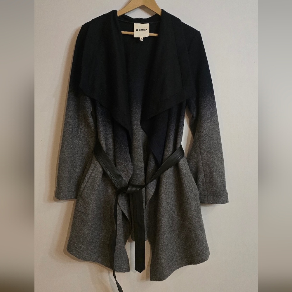 BB Dakota Two-Tone Ombre Belted Wool-Blend Coat – Size S